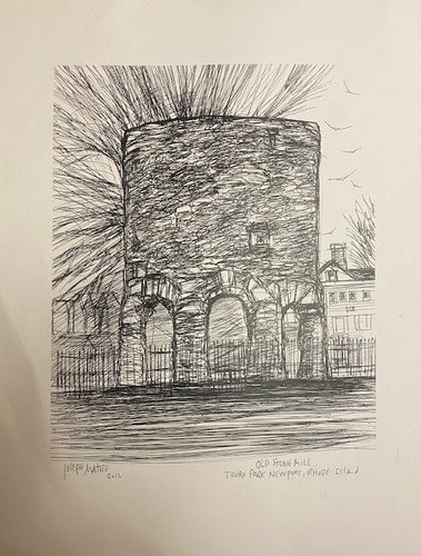 The Old Stone Mill - Newport, R.I. - sketch by Joseph Matose 8