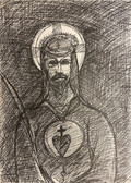 Sacred Heart of Jesus sketch by Joseph Matose 12"x 9"