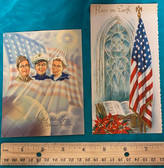 Set of 2 Patriotic Vintage Holiday Cards