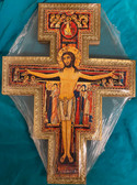 16" San Damiano Cross with Beautiful Gold Scroll Border - Made in Italy