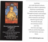 Blessed Luchesio Modestini Prayer Card First Third Order Francicscan