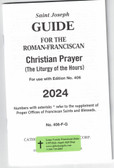 2024 Roman Franciscan Guide to One Volume Breviary Christian Prayer 406/FG 