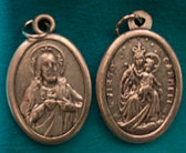 Our Lady of Mount Carmel and Sacred Heart of Jesus Two Sided Medal - sliver oxide