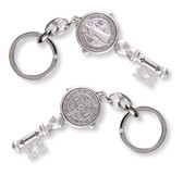 Saint Benedict Silver Finish Key Chain