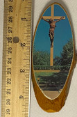 Crucifix picture on natural wood - refrigerator magnet