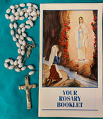 White Rosary with Silver-tone links & Rosary Booklet