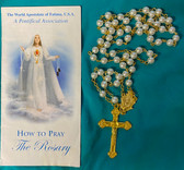 Beautiful Pearl/Gold tone Rosary with Booklet