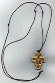 1 1/2 Inch San Damiano Resin Trimmed Crucifix on Cord