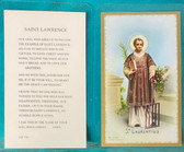 Vintage Laminated St. Lawrence Holy Card