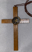 Handcrafted Wooded Tau Cross on cord - 3.5"