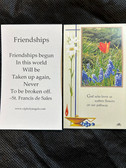 Friendships prayer card featuring  a quotation of St. Francis de Sales