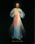 Divine  Mercy 8" x 10" print Spanish Black Background Vilnius Image