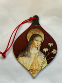 St. Clare Large Red Pendant Shape Wood Ornament