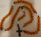 Orange beads White Beads on Black Corded Rosary