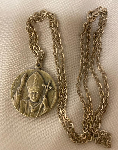 Vintage Pope St. John Paul II 1" Medal with 24" Chain