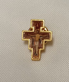 Colorful, Golden San Damiano Crucifix Lapel Pin