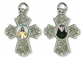 Saint Faustina and Divine Mercy cross pendant and charm