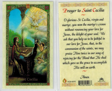 prayer to St. Cecilia, Laminated prayer card