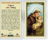 Laminated Prayer Card to Saint Anthony with Baby Jesus