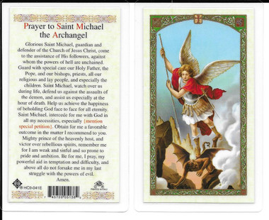 prayer michael archangel st card laminated