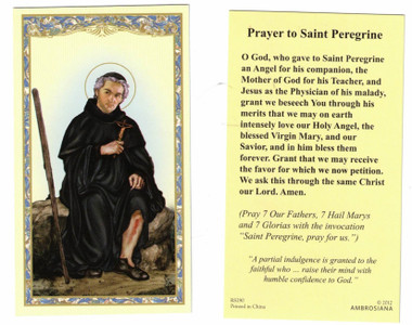 Prayer to Saint Peregrine, Cancer Saint, Prayer Card