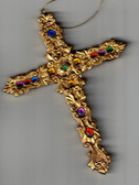 Gold cross with faux jewels ornament