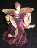 Regal Purple Gown and Gold Tree Top or Table Top Angel