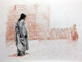 Jesus Leaves the Temple, Original Print by Tvrtko Klobucar, Canadian artist.