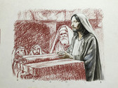 Jesus in the Temple, Original Print by Tvrtko Klobucar, Canadian artist.