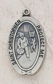 Saint Christopher Girl Basketball Medal On Chain