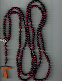 20 decade wooden bead and cord rosary with Tau cross and Saint Francis and Saint Anthony Medal