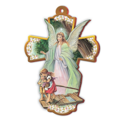 buy guardian angel wooden wall cross 6 inches