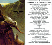 Prayer for Conversion Prayer Card featuring lost sheep and Good Shepherd