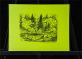 Native American Indian and Canoe Scene, Chartreuse Print by Joseph Matose