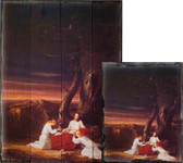 Angels Ministering to Christ in the Wilderness by Thomas Cole Rustic Wood Plaque