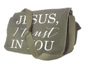 Jesus, I Trust in You Olive Green Messenger Bag - Divine Mercy