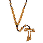 Wooden Tau Crucifix and Cord Rosary