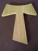 Light Gray-Tan Tau Wall Cross Hand Crafted