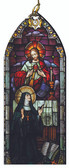 The Sacred Heart of Jesus and St. Margaret Mary Alacoque Stained Glass Wood Ornament