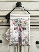 Vintage Look Cross and Two Hearts Blessing Pouch