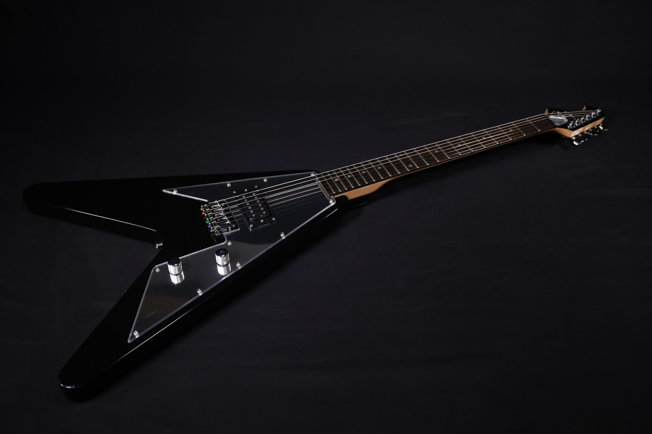 Washburn Paul Stanley Flying V - Black with Mirrored Pickguard