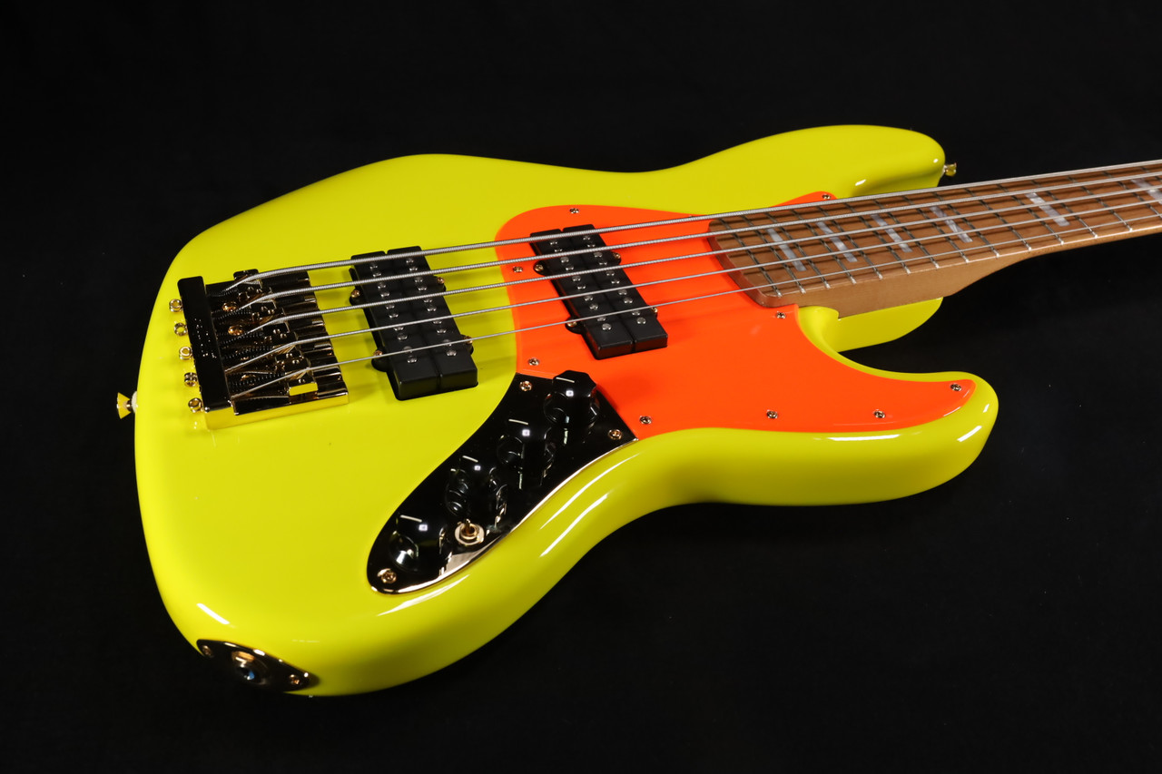 ギター LimetoneBASE Fender MonoNeon Jazz Bass V Maple Fingerboard Neon Yellow 021