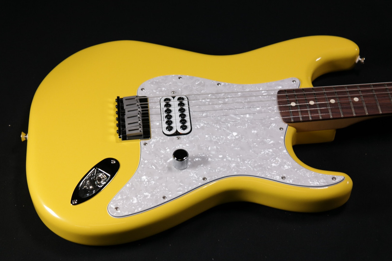 Fender Limited Edition Tom Delonge Stratocaster, Rosewood Fingerboard,  Graffiti Yellow With ''To The Stars'' Strap Bundle - IN STOCK NOW - 936