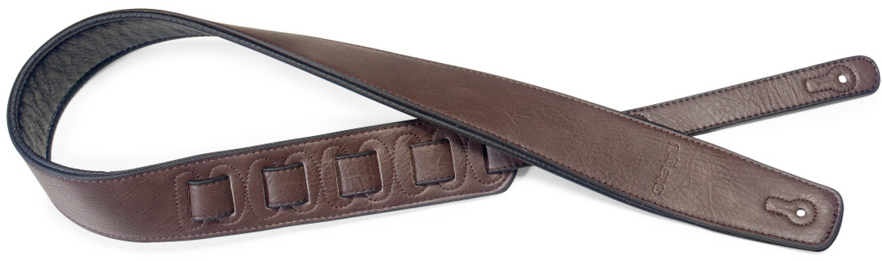 Stagg Padded Leather Guitar Strap with Chrome Buckle Brown