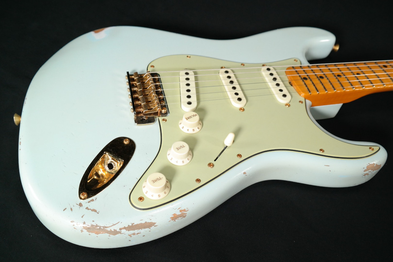 Fender Custom Shop 62 Aged Sonic Blue Poblano Strat Relic - Master