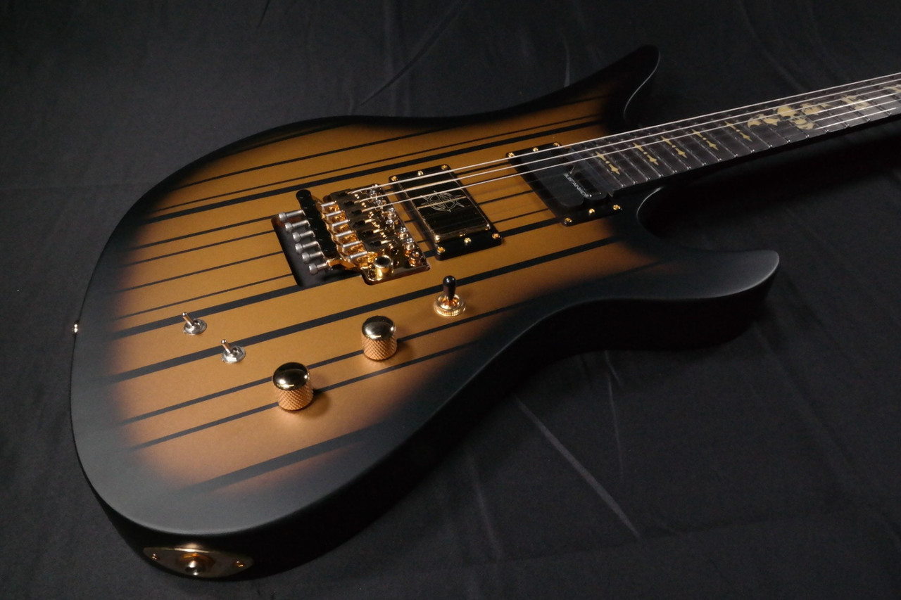 Schecter 1743-SHC Synyster Gates Signature Custom-S Solid-Body 6 String RH  Electric Guitar - Satin Gold Burst 1743-shc 018 - Liberty Music