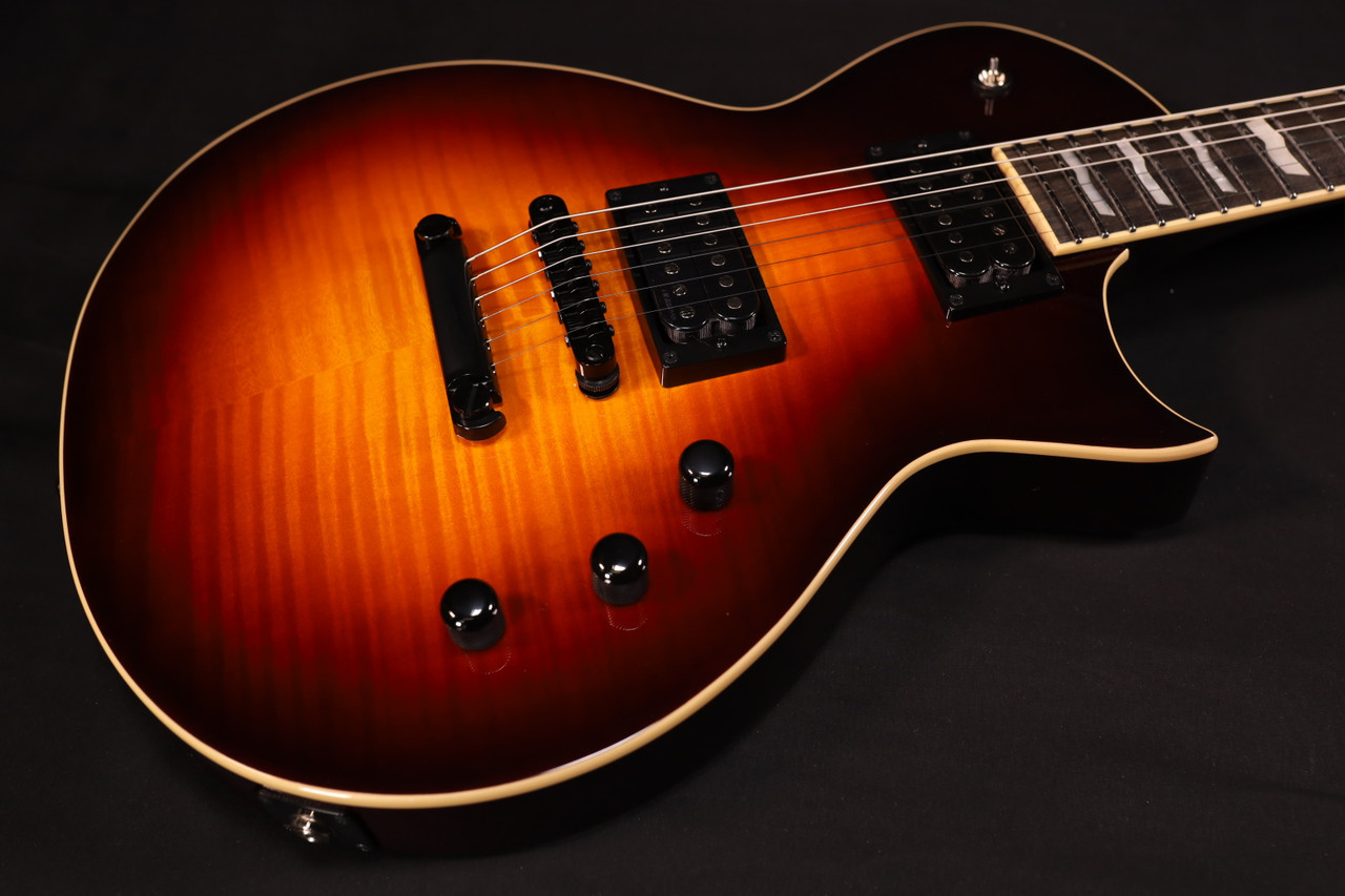 esp eclipse tobacco burst ESP E-II Eclipse Full Thickness Tobacco Sunburst Flame Maple Top Fishman  Open Core Classic Pickups Hardshell Case 2243