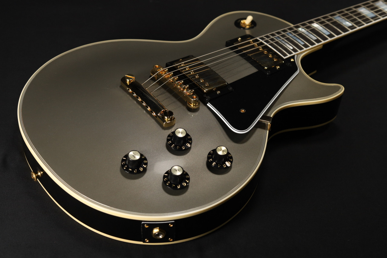 ギター Gibson Custom Shop Les Paul GC Custom Gibson Custom Shop '68 Les Paul Custom Silvermist Poly Gloss ONE
