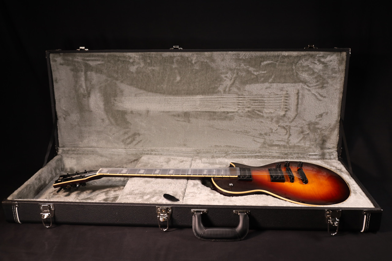 esp eclipse tobacco burst ESP E-II Eclipse Full Thickness Tobacco Sunburst Flame Maple Top Fishman  Open Core Classic Pickups Hardshell Case 00243