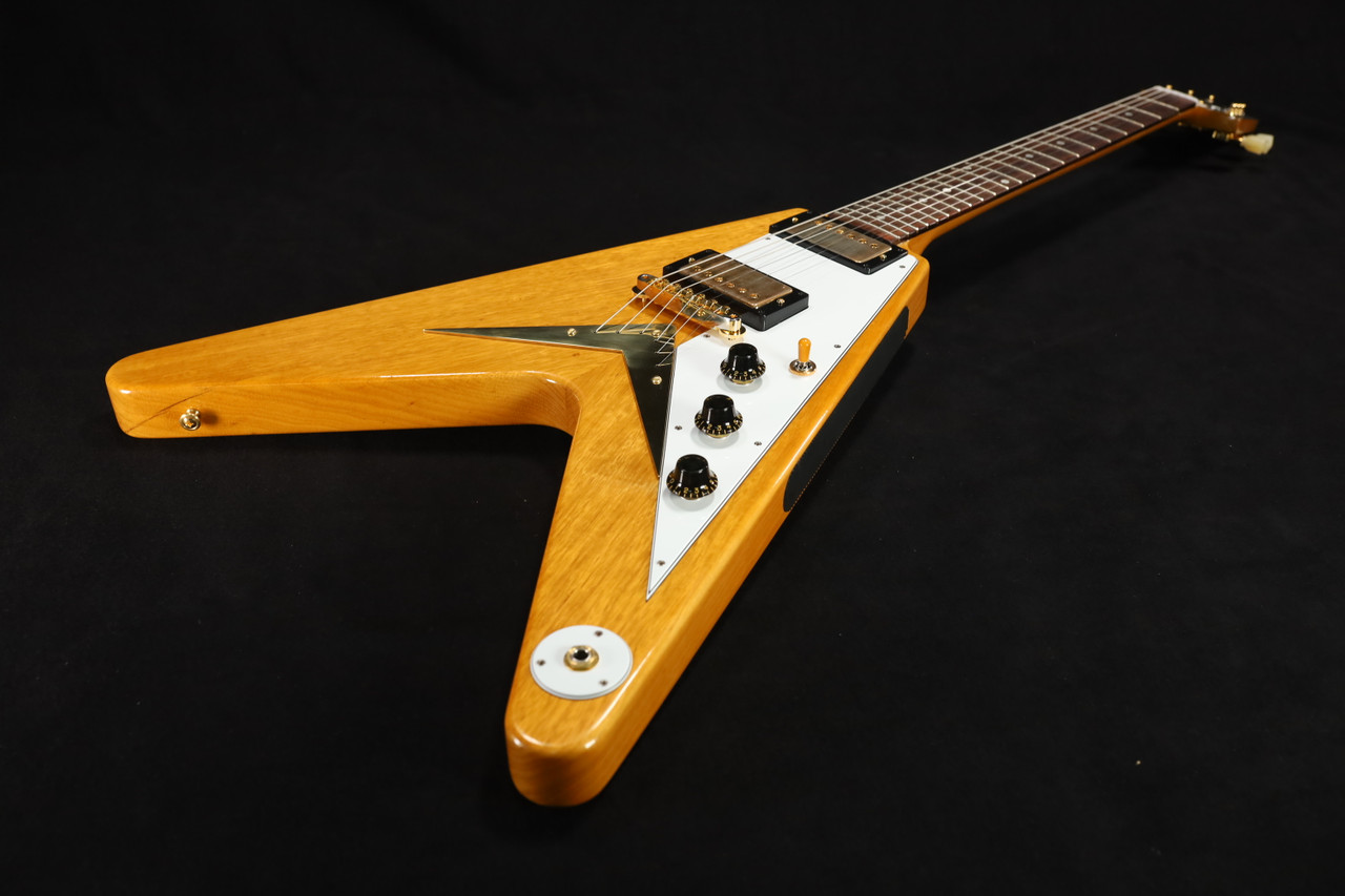 Gibson Custom Shop 1958 Korina Flying V White Pickguard Natural